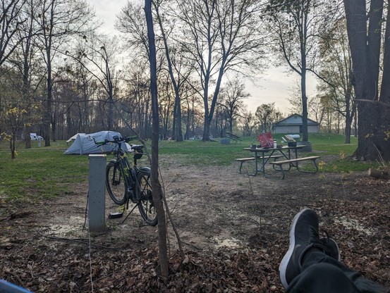 My bike and tent in my campsite