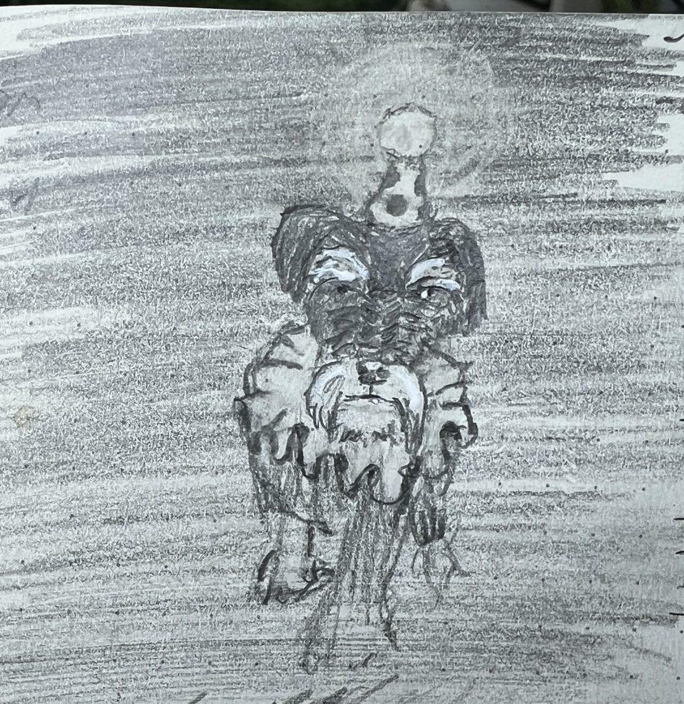 Sketch of a schnauzer, clownified.